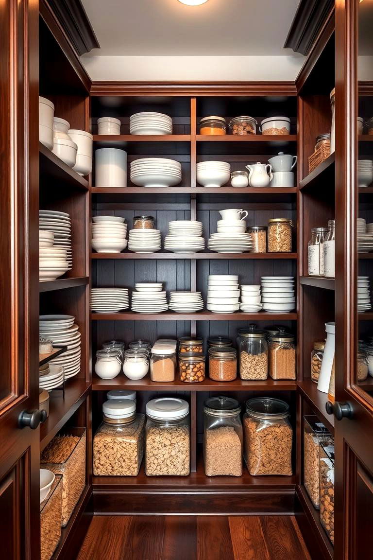 Solid Wood Shelving for a Classic Look - 24 Pantry Shelving Ideas