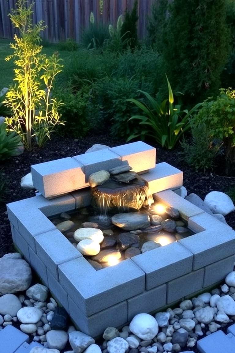 Soothing Water Feature - 24 Cinder Block Garden Ideas