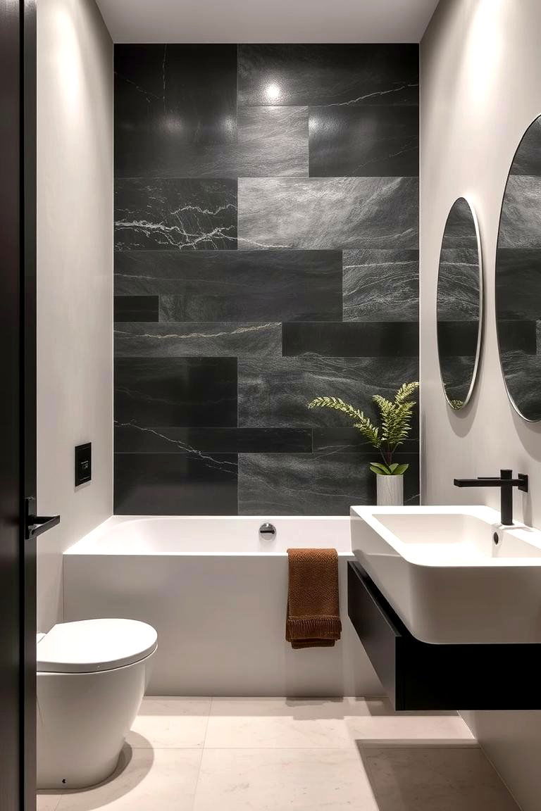 Sophisticated Accent Walls - 24 Black and Grey Bathroom Ideas