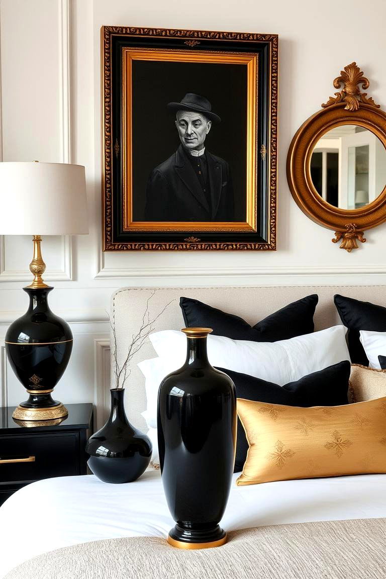 Sophisticated Accessories for a Cohesive Look - 24 Black and Gold Bedroom Ideas