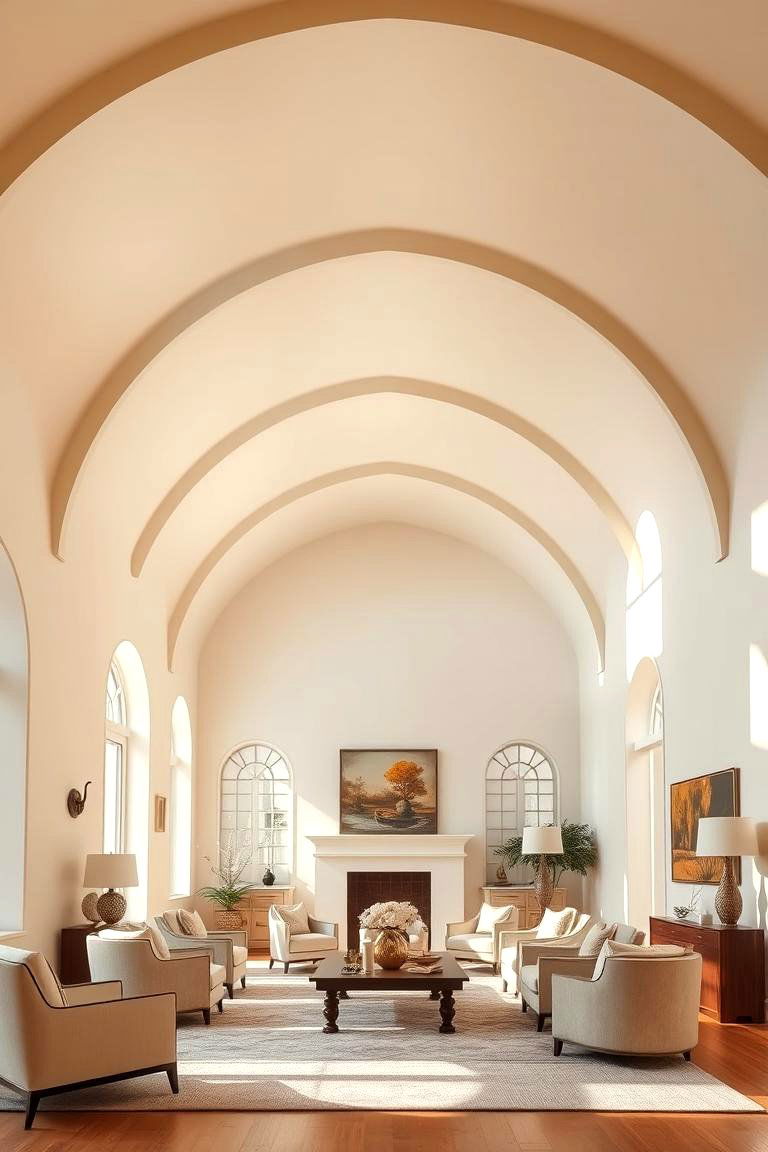 Sophisticated Arched Vault - 24 Living Room Vaulted Ceiling Ideas