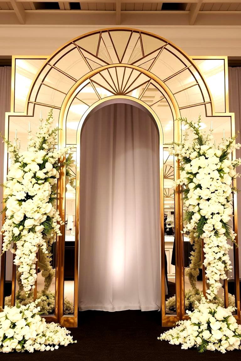 Sophisticated Art Deco Wedding Arch - 24 Art Deco Wedding Ideas