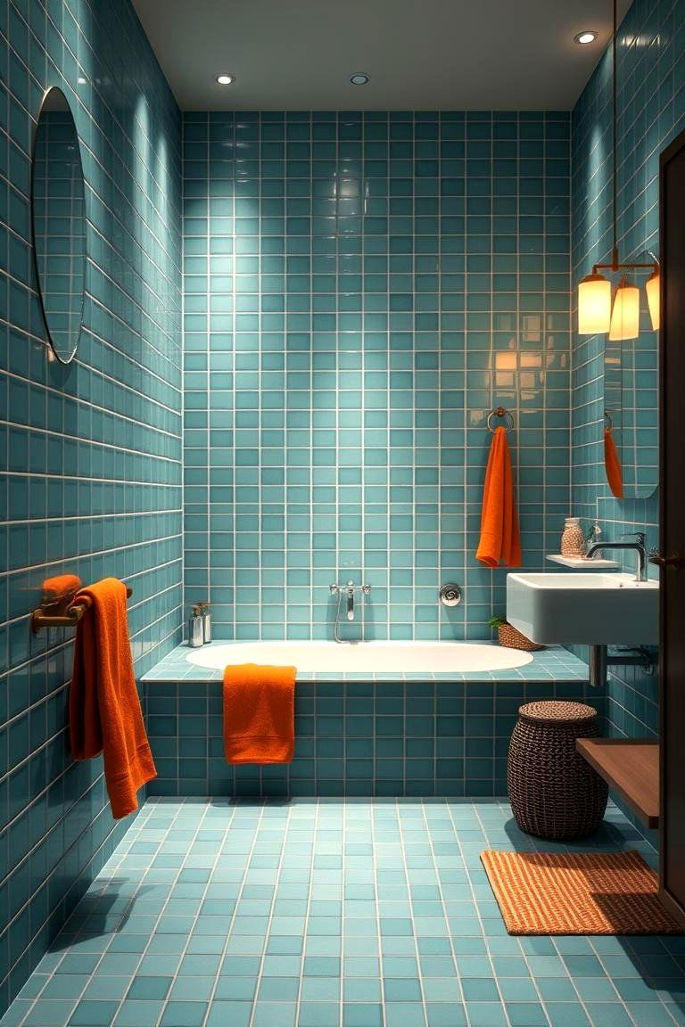 Sophisticated Bathroom Oasis - 24 Teal and Orange Color Scheme for Your Rooms