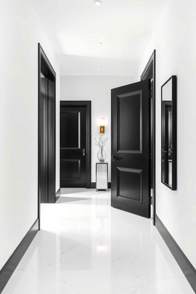 Sophisticated Black Door Frames - 24 Black and White Entryway Design Ideas