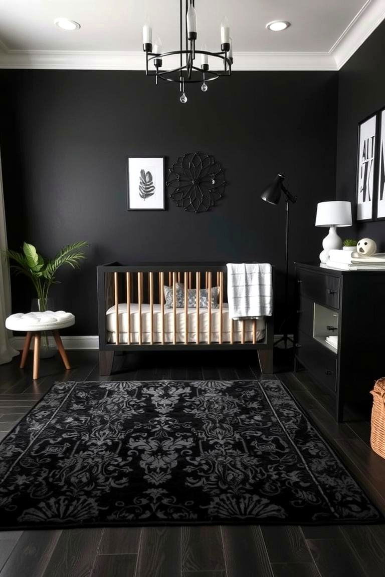 Sophisticated Black Flooring - 24 Black Nursery Ideas