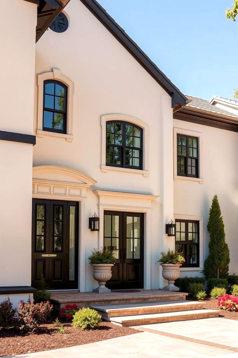 Sophisticated Black Trim on Beige Walls - 24 beige and black house exterior ideas