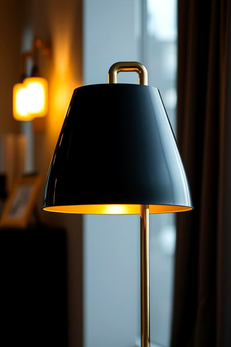 Sophisticated Black and Gold Floor Lamp - 24 Black and Gold Living Room Ideas
