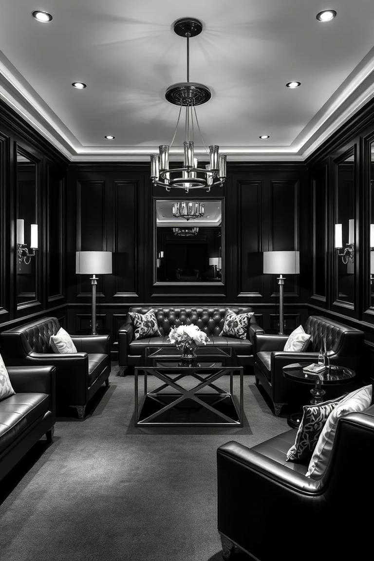 Sophisticated Black and White Cigar Den - 24 Cigar Room Ideas