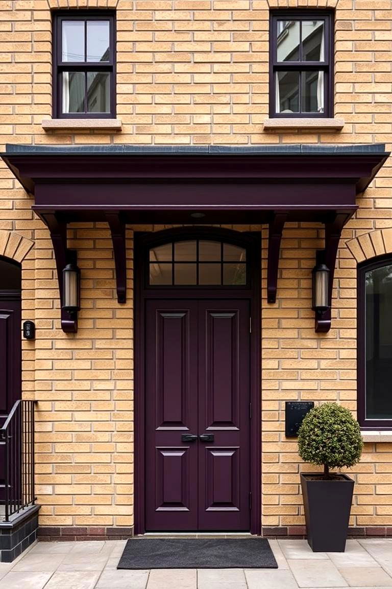 Sophisticated Blonde Brick and Deep Plum - 24 Blonde Brick House Color Schemes