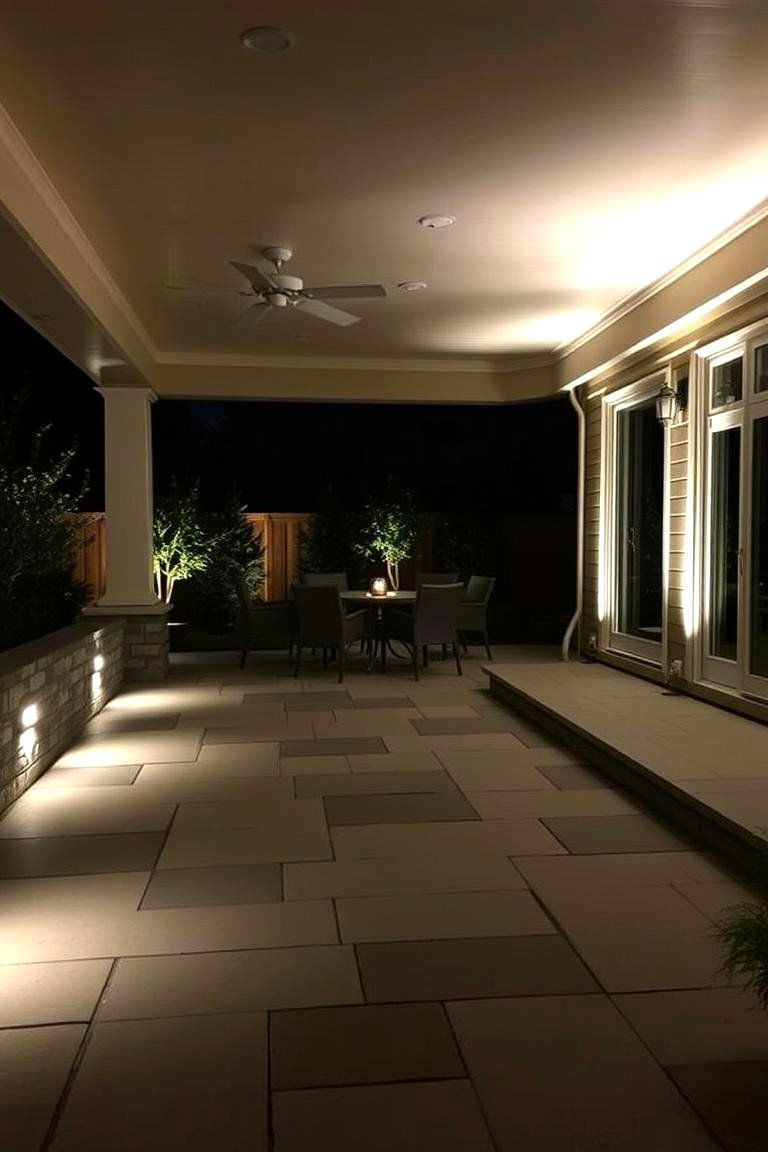 Sophisticated Bluestone Patio with Integrated Lighting - 24 Bluestone Patio Ideas
