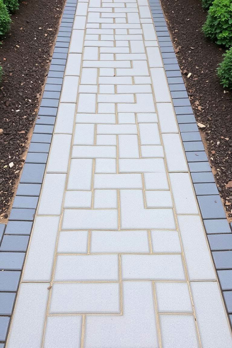 Sophisticated Border Defined Grey Paver Path - 24 Grey Paver Walkway Ideas