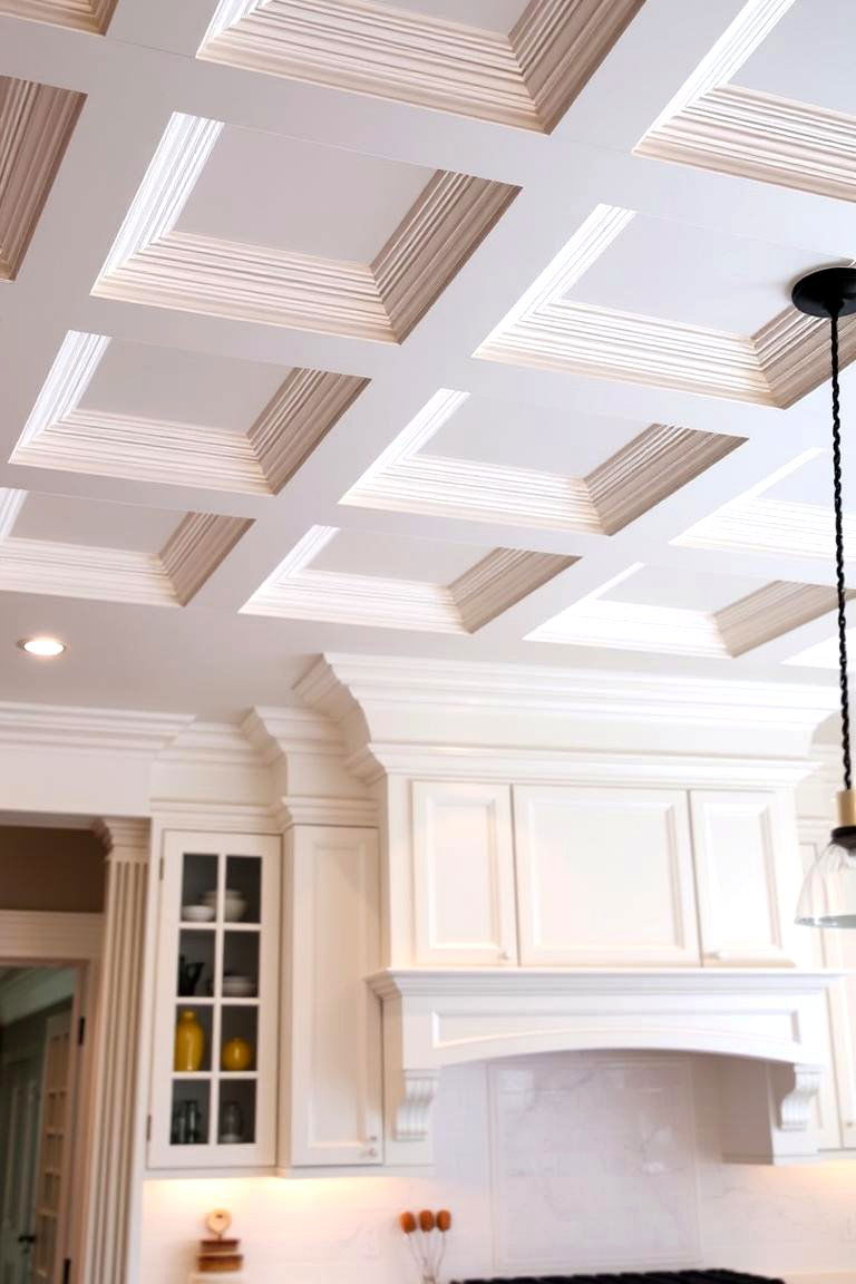Sophisticated Coffered Ceiling - 24 Kitchen Ceiling Ideas