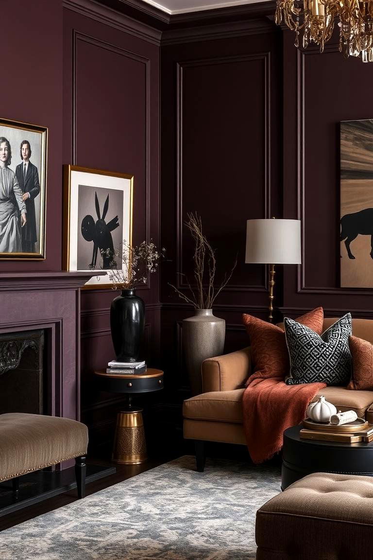 Sophisticated Contrast Plum and Taupe - 24 Bedroom Painting Ideas With Two Colors