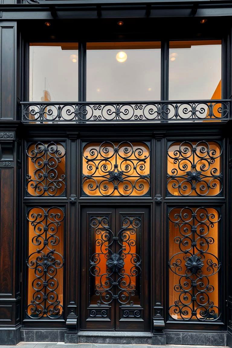 Sophisticated Dark Brown with Ironwork Details - 24 Dark Brown House Exterior Ideas