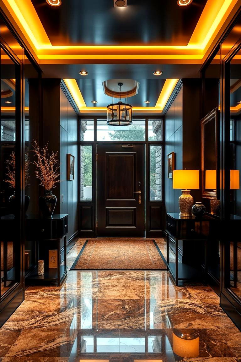 Sophisticated Entryway with Rich Tones - 24 Black and Brown Interior Design Ideas