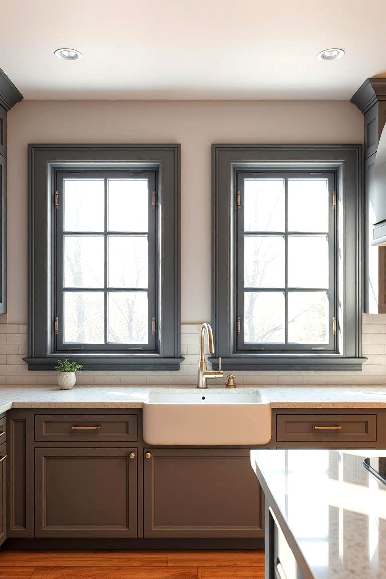 Sophisticated Gray Window Frames - 24 Gray and Black Kitchen Ideas