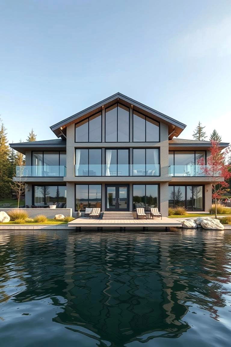 Sophisticated Greige - 24 Lake House Exterior Colors Ideas