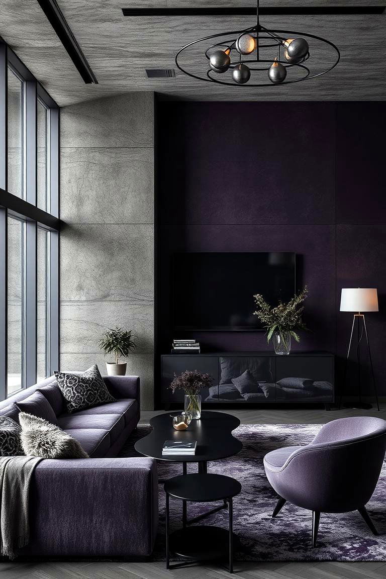 Sophisticated Layered Textures - 24 Dark Purple Bedroom Ideas