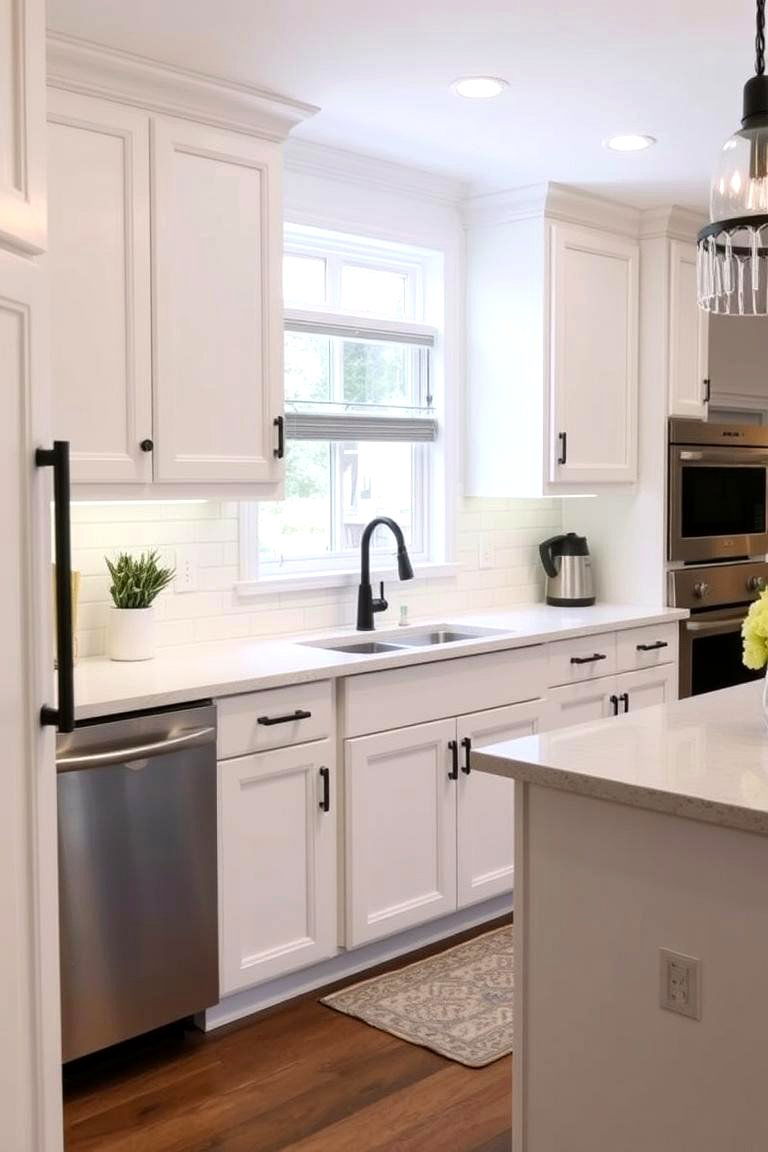 Sophisticated Look on a Budget - 24 White Kitchen Cabinets With Black Hardware