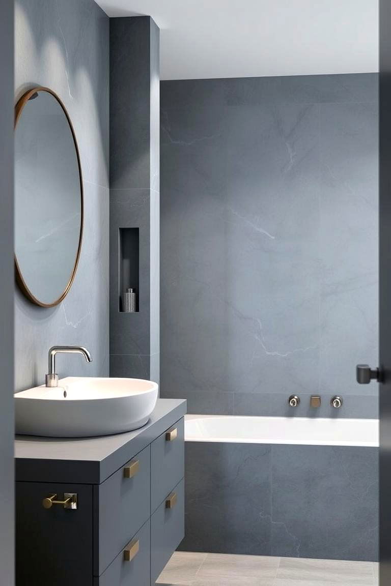 Sophisticated Matte Finishes - 24 Blue and Gray Bathroom Ideas