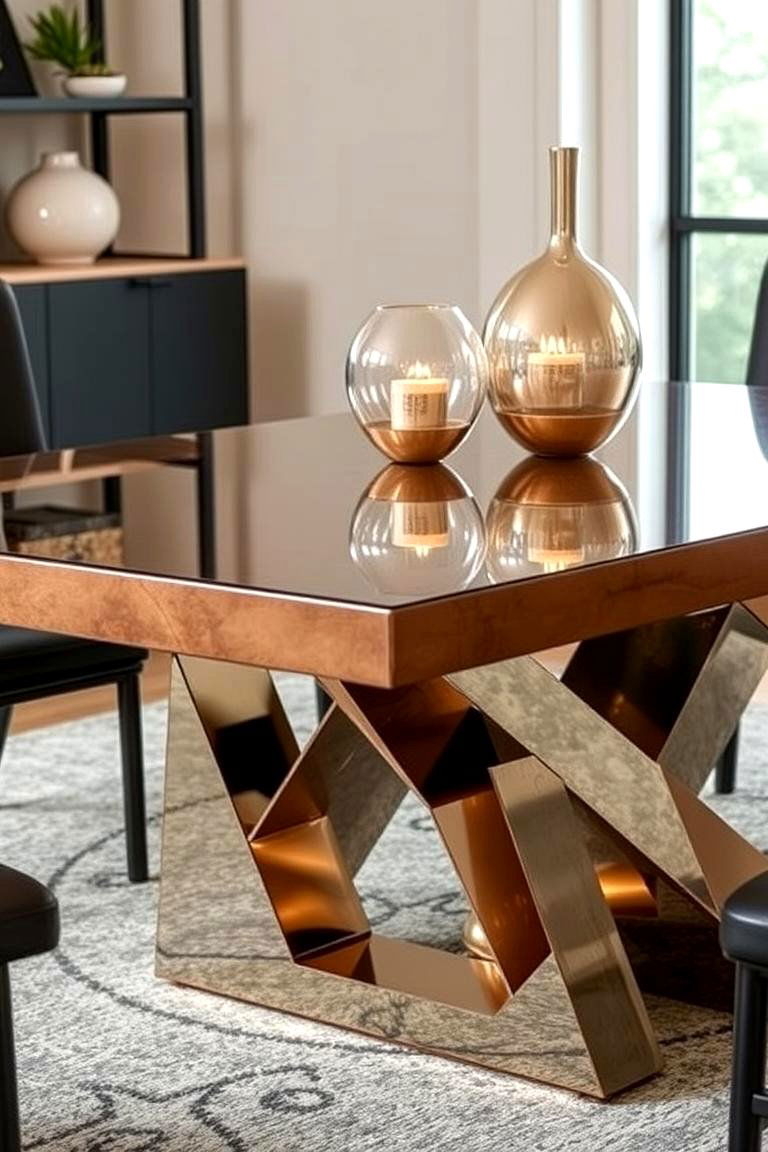 Sophisticated Metal Elements - 24 Dining Room Table Decor Ideas