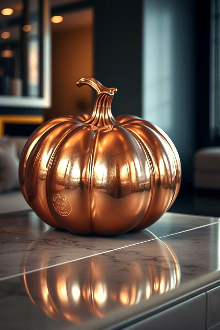 Sophisticated Metallic Pumpkin Accents - 24 Pumpkin Decor Ideas