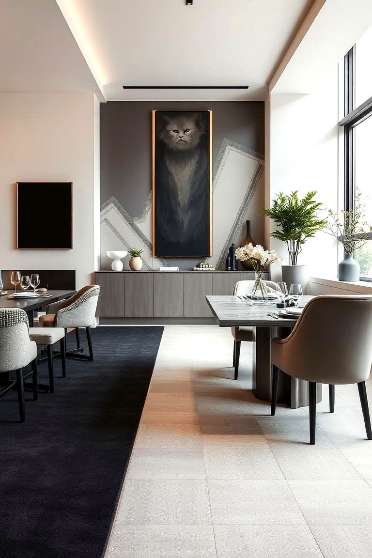 Sophisticated Monochrome Design - 24 Carpeted Dining Room Ideas