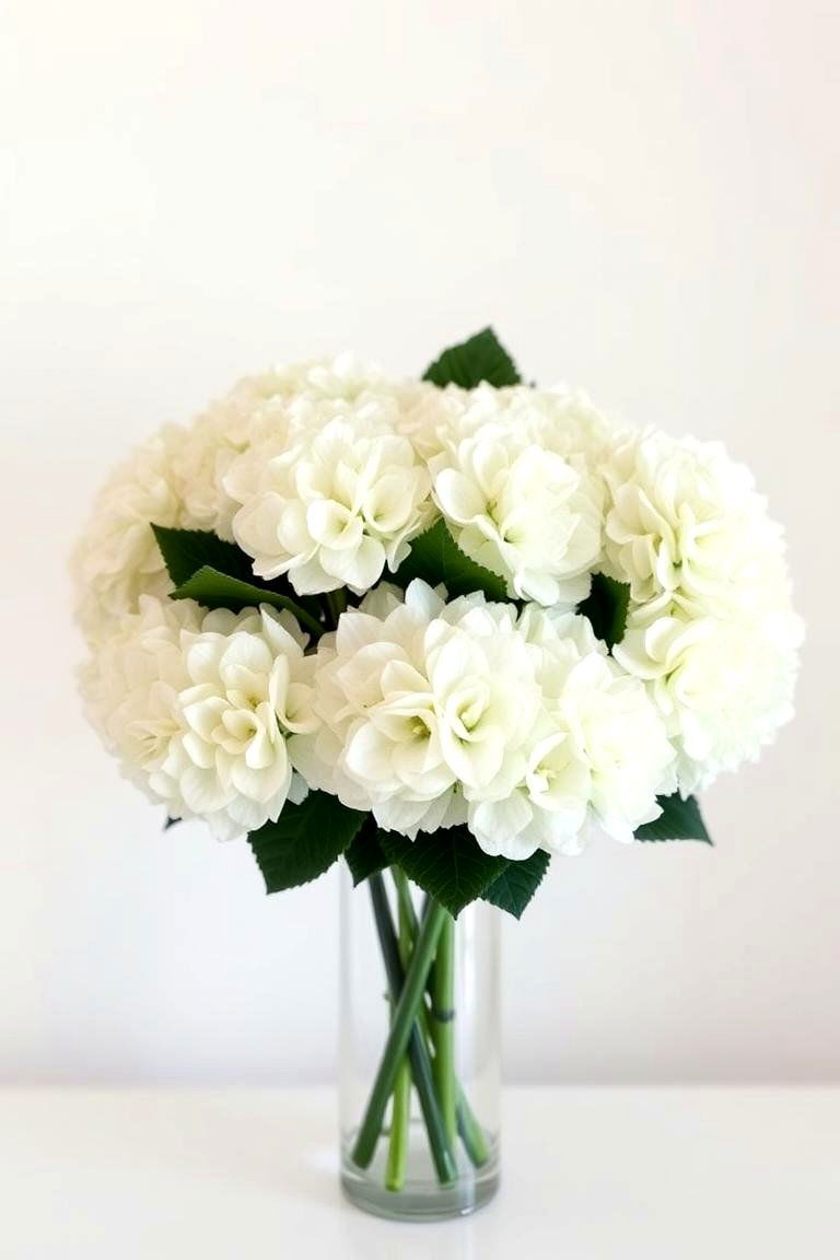 Sophisticated Monochrome Hydrangea Design - 24 Hydrangea Centerpiece Ideas