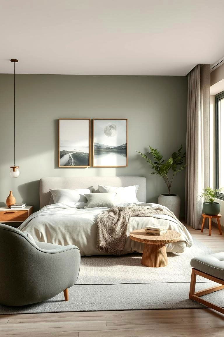 Sophisticated Nature - 24 Green and Grey Bedroom Ideas