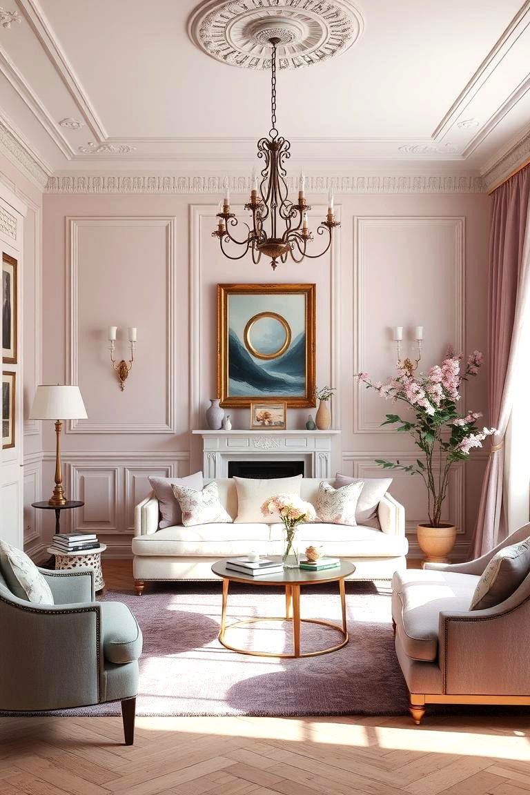 Sophisticated Pastel Hues - 24 Parisian-style Living Room Ideas