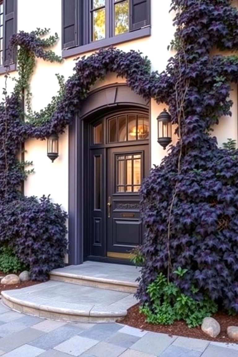 Sophisticated Purple Ivy Detailing - 24 Purple House Exterior Ideas