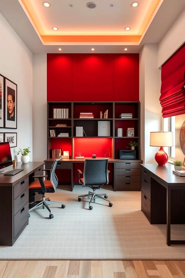 Sophisticated Red Study Space - 24 Red Boy Room Ideas