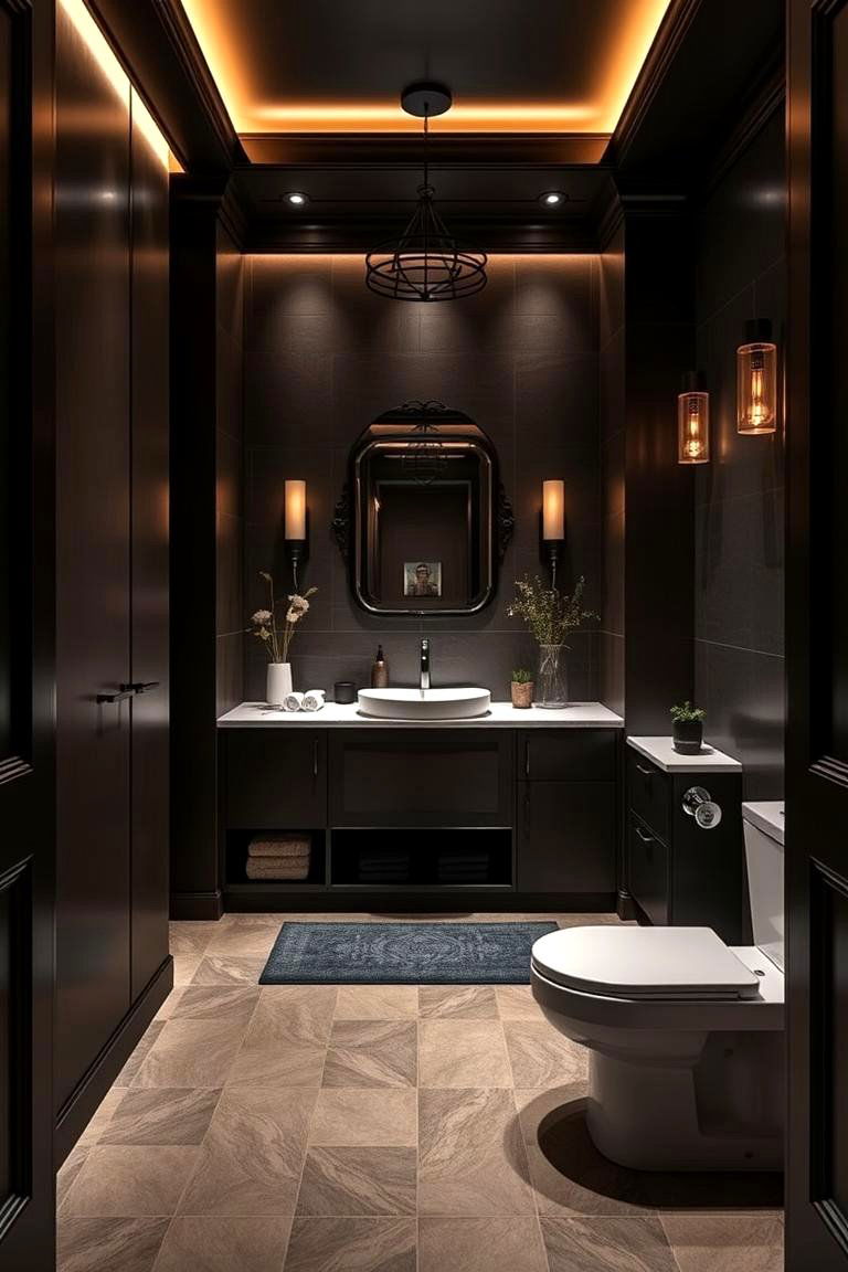 Sophisticated Retreat with Dark Brown Tones - 24 brown and black bathroom ideas