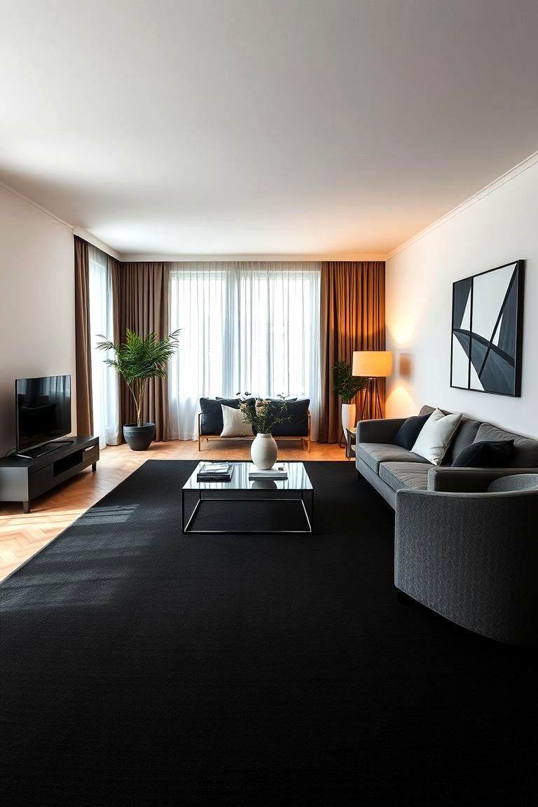 Sophisticated Simplicity - 24 Black Carpet Living Room Ideas