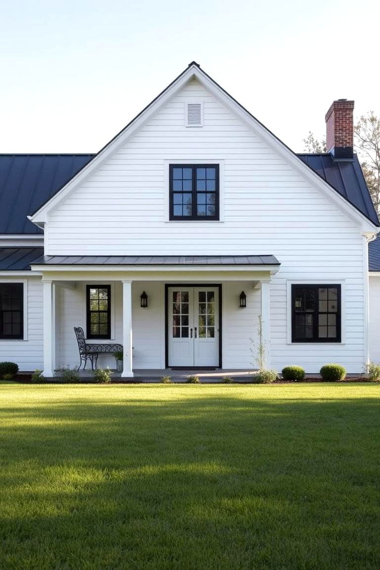 Sophisticated Simplicity - 24 White Farmhouse With Black Windows Ideas