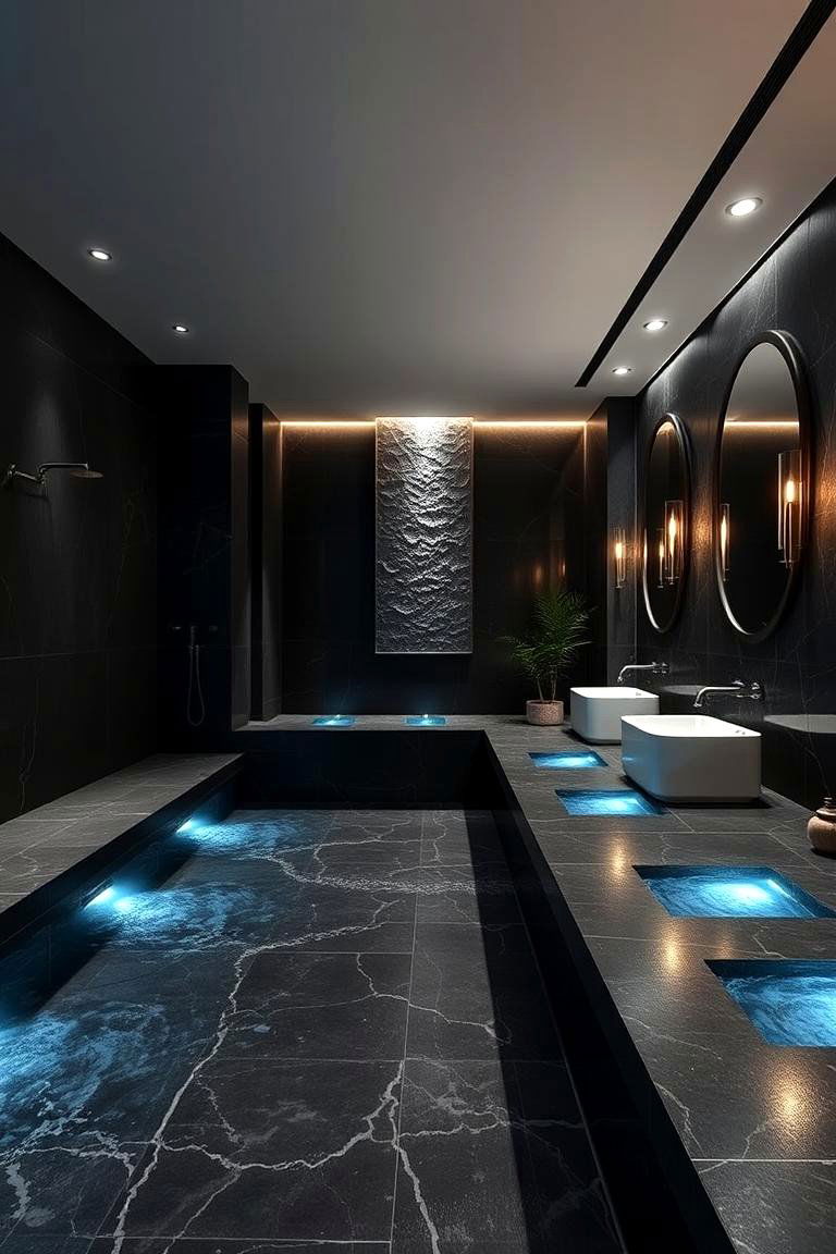 Sophisticated Spa Retreat - 24 black and blue bathroom ideas