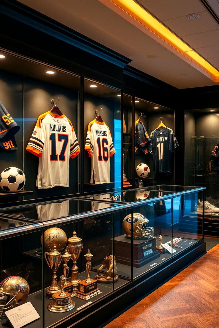 Sophisticated Sports Memorabilia Gallery - 24 Luxury Man Cave Ideas