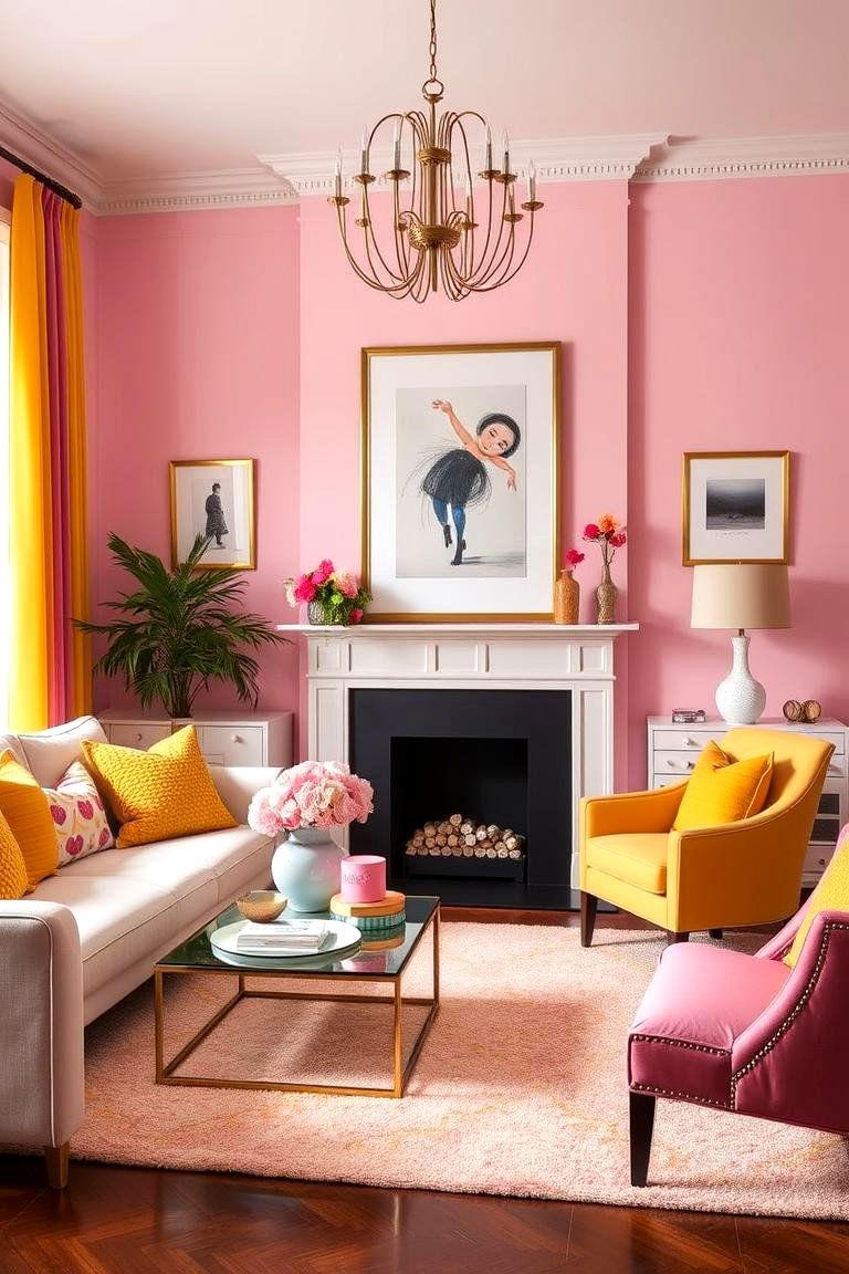 Sophisticated Yet Playful Designs for Versatile Spaces - 24 How to Decorate With Yellow and Pink