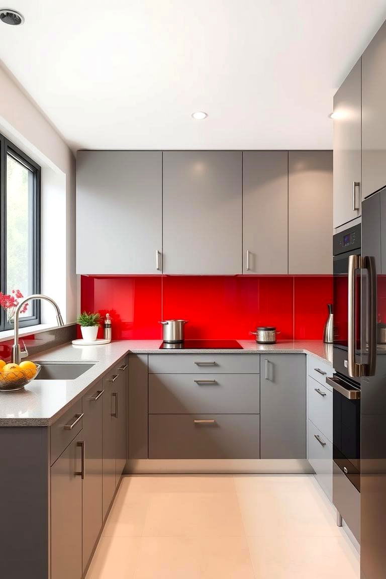 Sophistication in Red and Grey Kitchens - 24 Red Kitchens