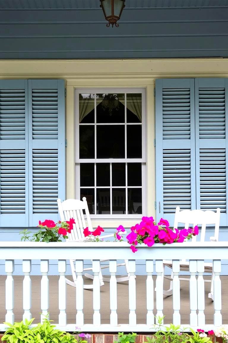 Southern Porch with Shuttered Windows - 24 Southern Front Porch Ideas