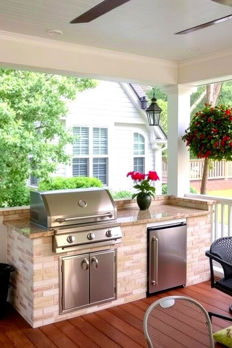 Southern Porch with a Custom Barbecue Area - 24 Southern Front Porch Ideas