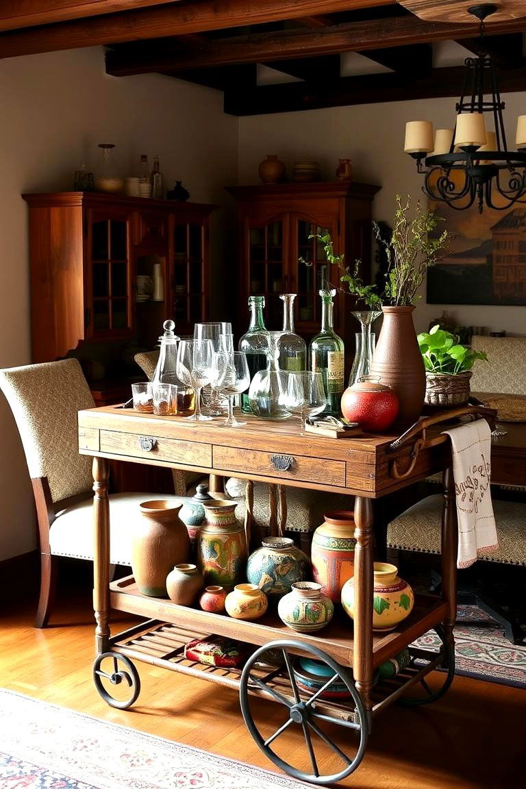 Southwestern Bar Cart - 24 Southwestern Decor Ideas