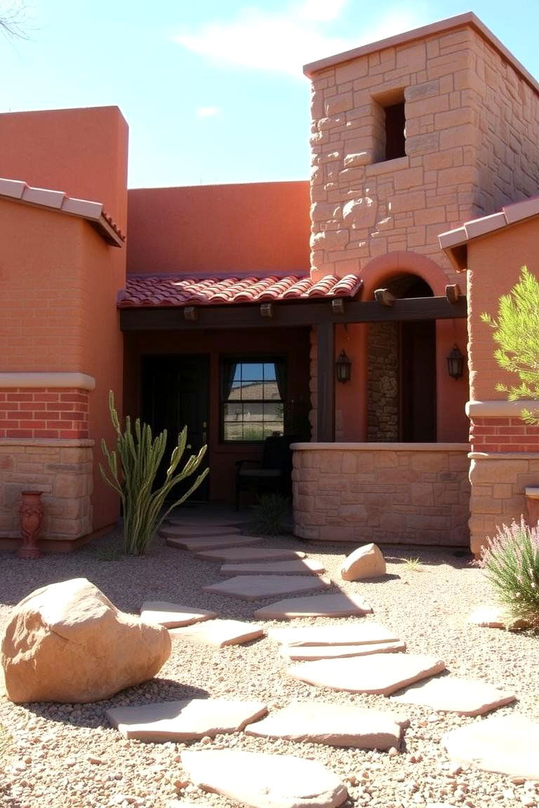 Southwestern Desert Vibes - 24 Brick Houses With Stone Accents