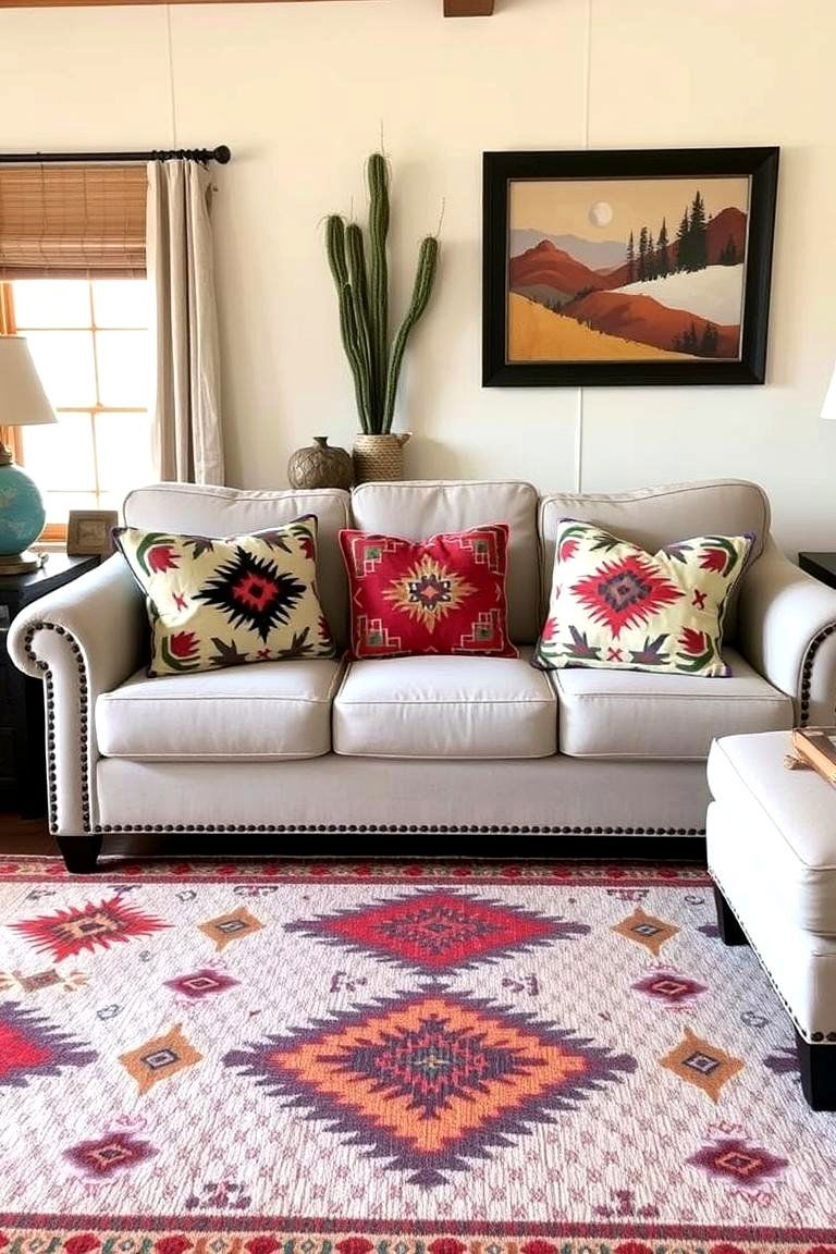 Southwestern Textiles - 24 Western Living Room Ideas