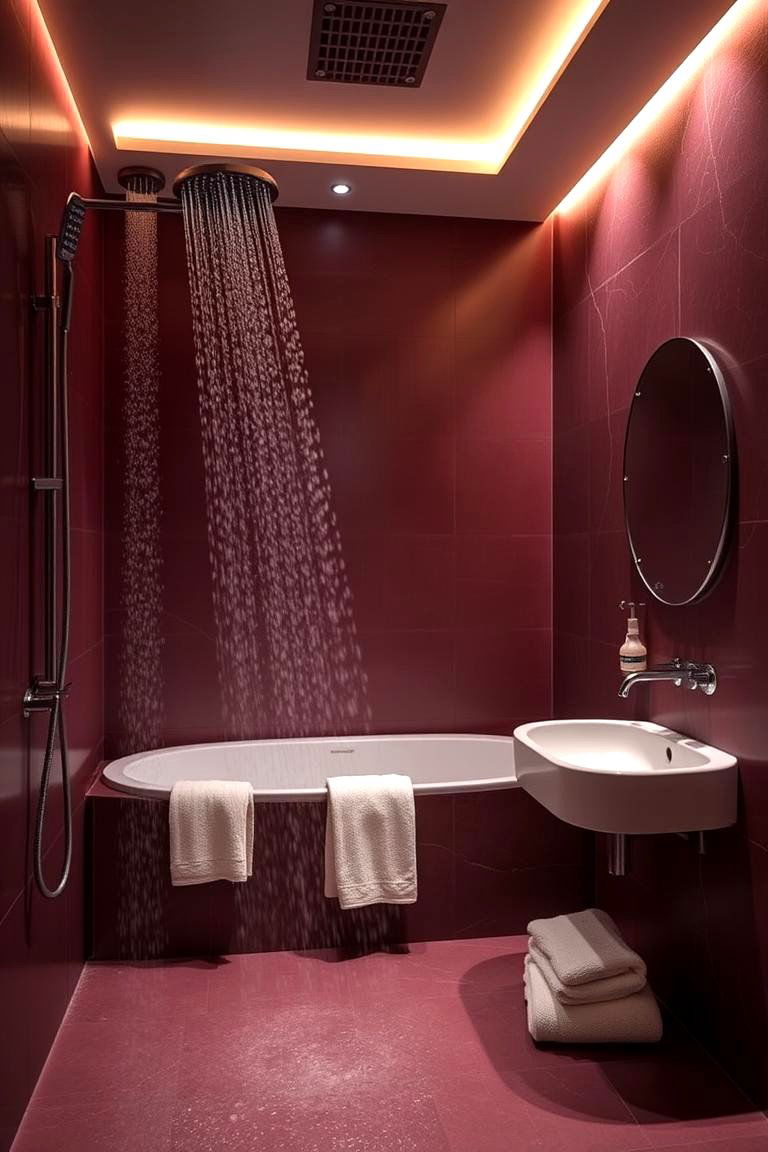 Spa Inspired Features - 24 Burgundy Bathroom Ideas