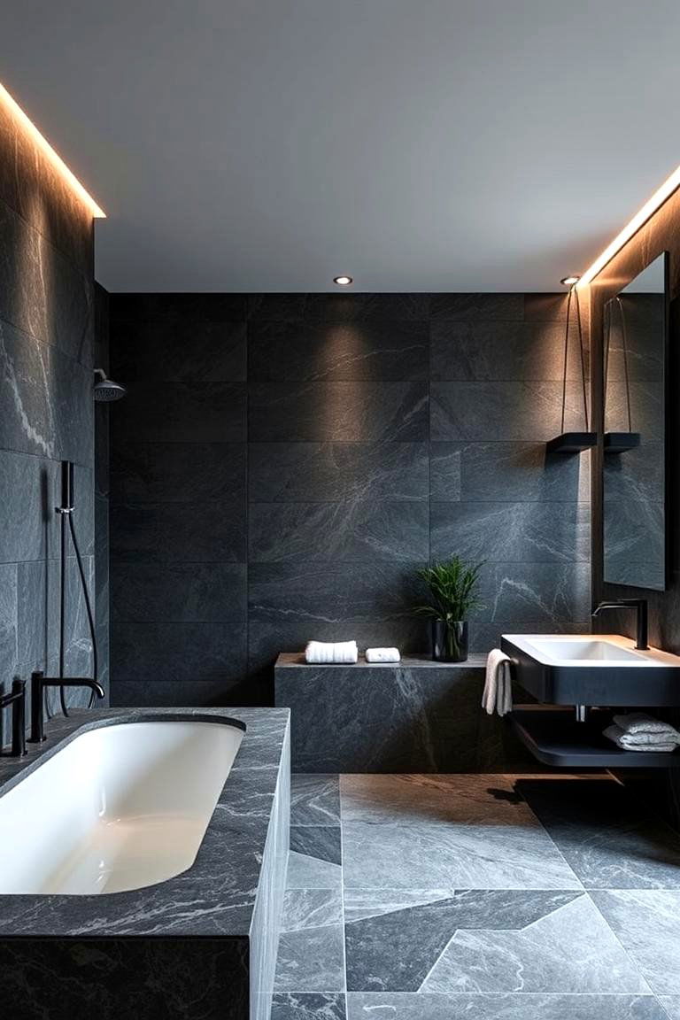 Spa Inspired Oasis - 24 Black and Grey Bathroom Ideas