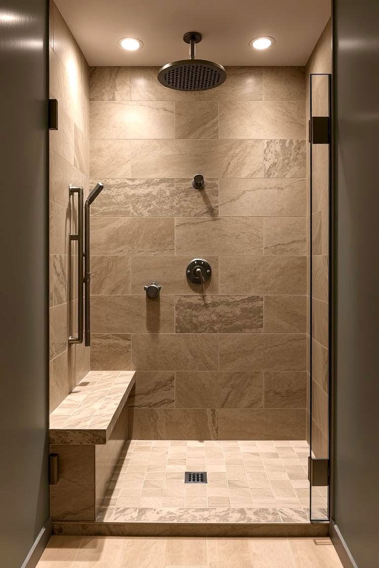 Spa Inspired Walk In Shower Retreat - 24 Walk in Shower Ideas With Bench