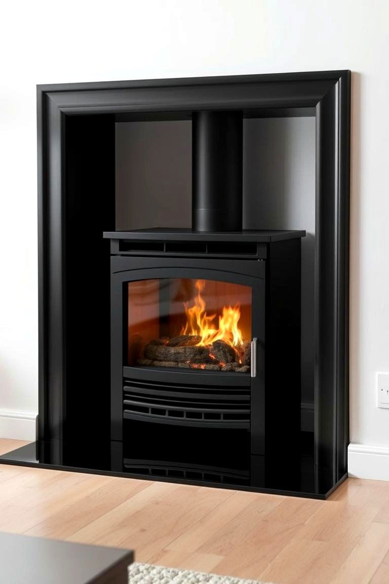 Space Saving Black Fireplace Insert - 24 Black Fireplace Ideas