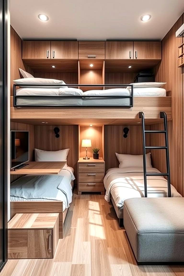 Space Saving Convertible Bunk Room Design - 24 bunk room ideas
