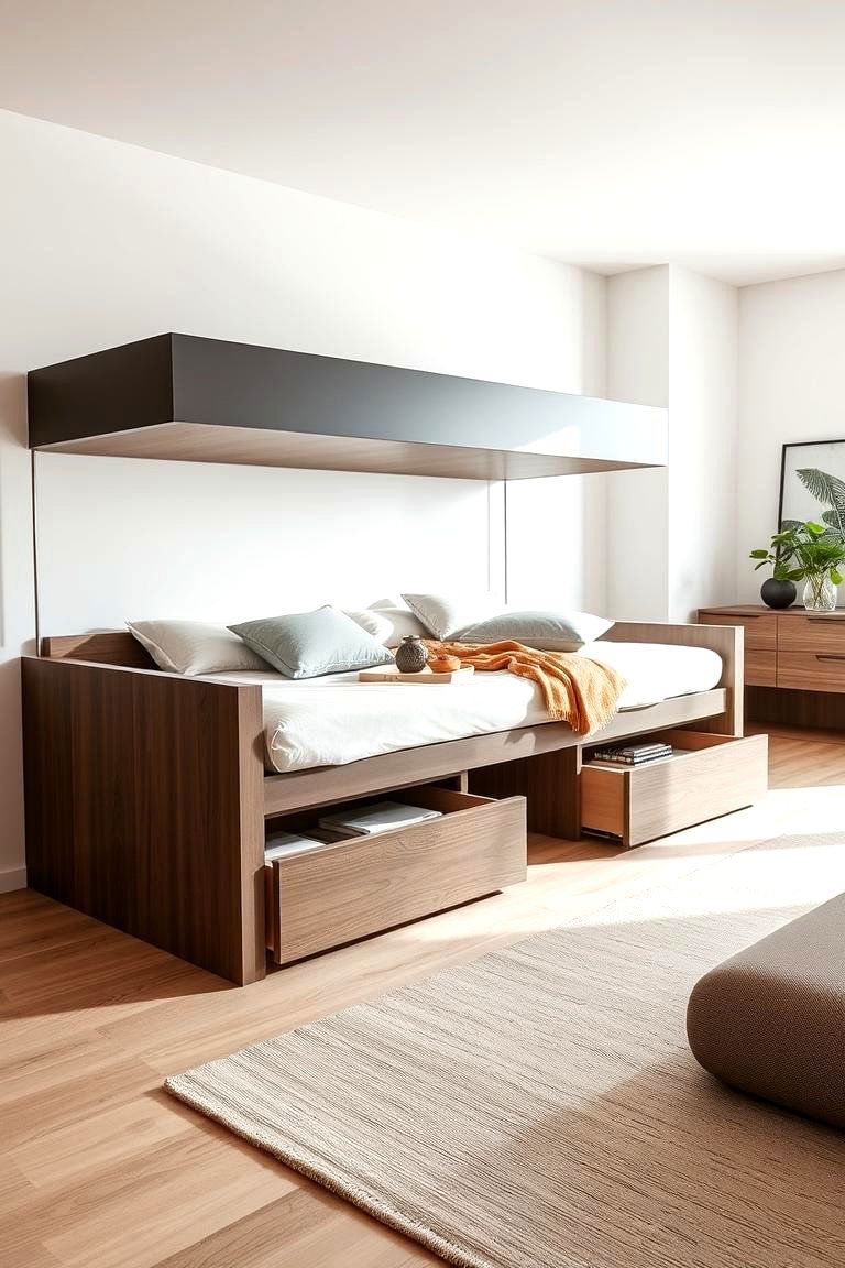 Space Saving Convertible Daybed with Storage - 24 Daybed Ideas for Small Spaces